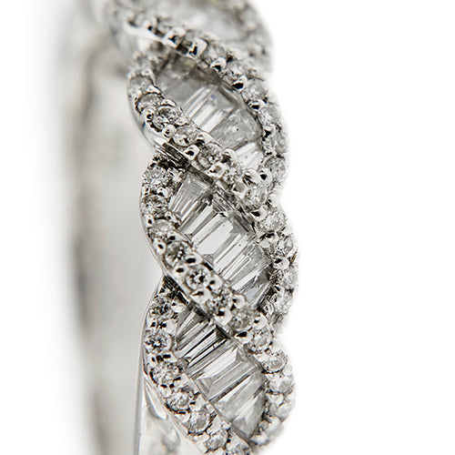 Bague 55 Bague rivière ondulée - Diamants 1,00 ct en or blanc 18 ct 58 Facettes 37816
