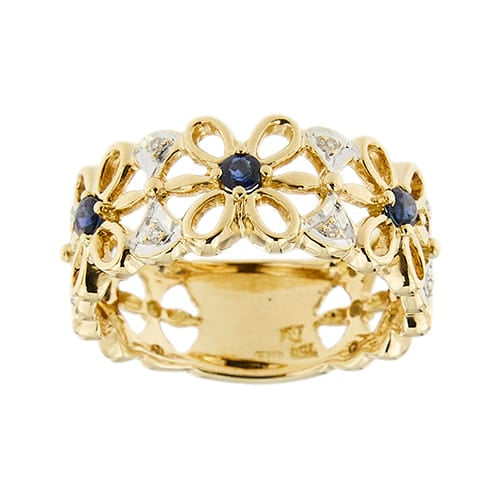 Bague Bague bandeau - or jaune 18 ct, saphirs et diamants 58 Facettes 35044