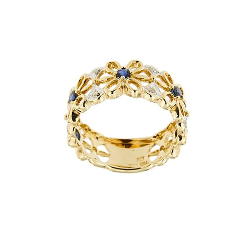 Bague Bague bandeau - or jaune 18 ct, saphirs et diamants 58 Facettes 35044