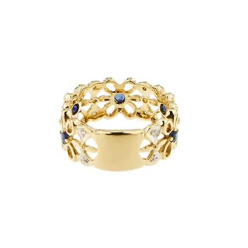 Bague Bague bandeau - or jaune 18 ct, saphirs et diamants 58 Facettes 35044