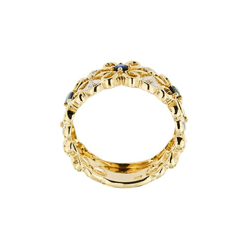 Bague Bague bandeau - or jaune 18 ct, saphirs et diamants 58 Facettes 35044