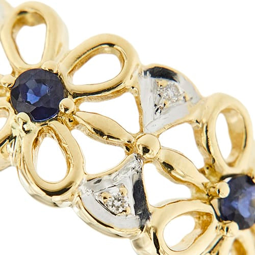 Bague Bague bandeau - or jaune 18 ct, saphirs et diamants 58 Facettes 35044