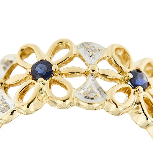 Bague Bague bandeau - or jaune 18 ct, saphirs et diamants 58 Facettes 35044
