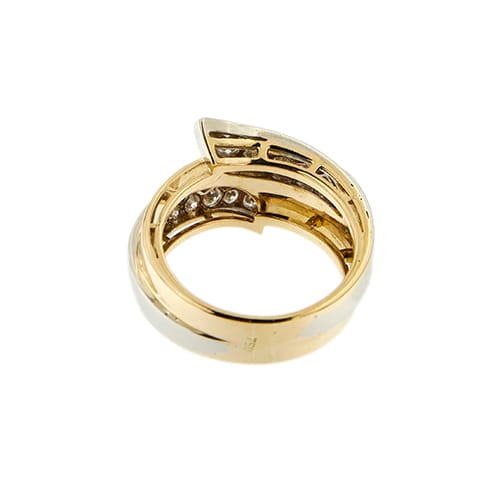 Bague 53 Bague jonc à diamants en or jaune et or blanc 18 ct 58 Facettes 35066
