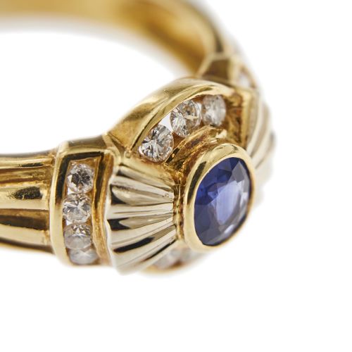 Bague 63 Bague vintage nœud en or jaune 18 ct, saphir et diamants 58 Facettes 27454
