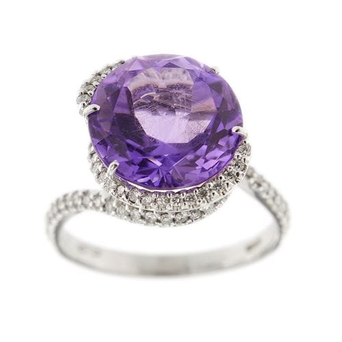Bague Bague - Améthyste et diamants en or blanc 18 ct 58 Facettes 29850