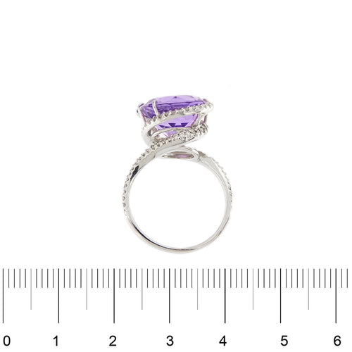 Bague Bague - Améthyste et diamants en or blanc 18 ct 58 Facettes 29850