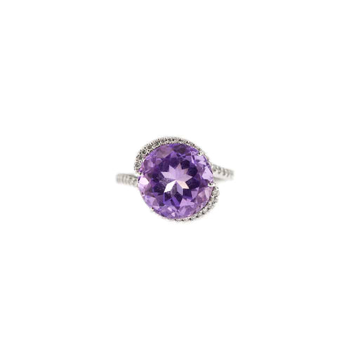 Bague Bague - Améthyste et diamants en or blanc 18 ct 58 Facettes 29850