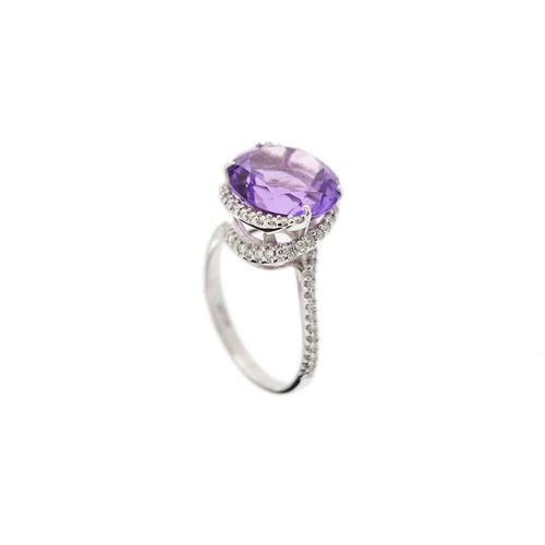 Bague Bague - Améthyste et diamants en or blanc 18 ct 58 Facettes 29850