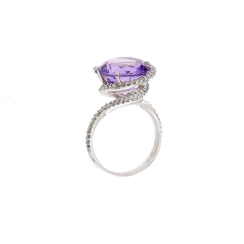 Bague Bague - Améthyste et diamants en or blanc 18 ct 58 Facettes 29850