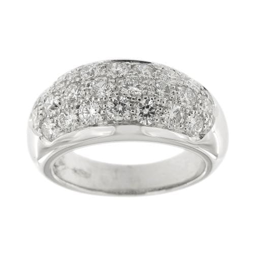 Bague 53 Bague jonc bombée en or blanc 18 ct sertie de diamants 58 Facettes 34509