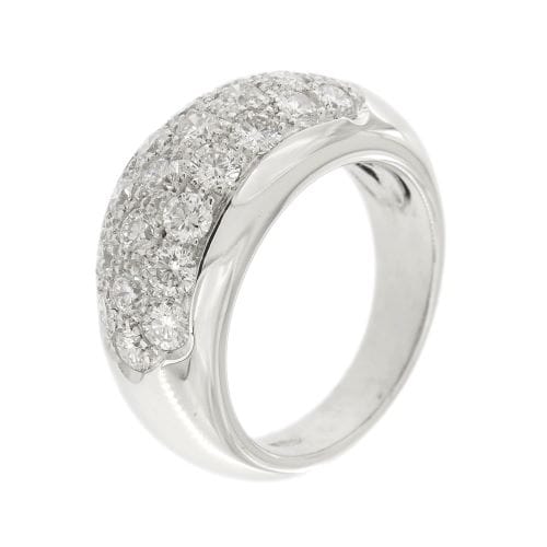 Bague 53 Bague jonc bombée en or blanc 18 ct sertie de diamants 58 Facettes 34509