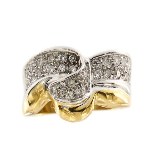 Bague Bague bandeau - Or jaune et or blanc 18 ct et diamants 58 Facettes 14836