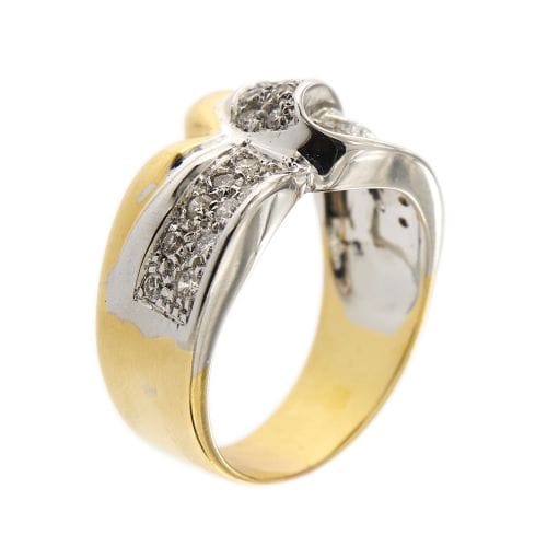 Bague Bague bandeau - Or jaune et or blanc 18 ct et diamants 58 Facettes 14836