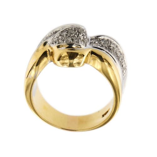 Bague Bague bandeau - Or jaune et or blanc 18 ct et diamants 58 Facettes 14836