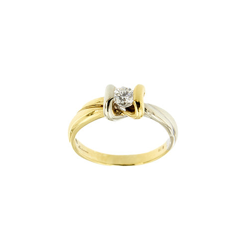 Bague 56 Salvini - Bague solitaire nœud en or jaune et blanc 18 ct et diamant 58 Facettes 36725
