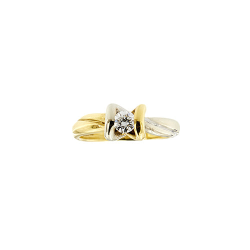 Bague 56 Salvini - Bague solitaire nœud en or jaune et blanc 18 ct et diamant 58 Facettes 36725