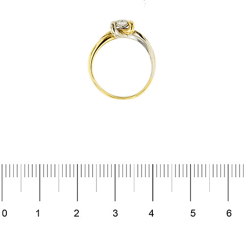 Bague 56 Salvini - Bague solitaire nœud en or jaune et blanc 18 ct et diamant 58 Facettes 36725