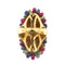 Bague 57 Bague bandeau ovale bombée en or jaune 18 ct avec rubis, saphirs et émeraudes 58 Facettes 34063