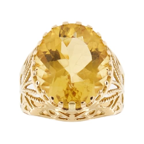 Bague 54 Bague petit doigt - Citrine en or rose 18 ct 58 Facettes 32407