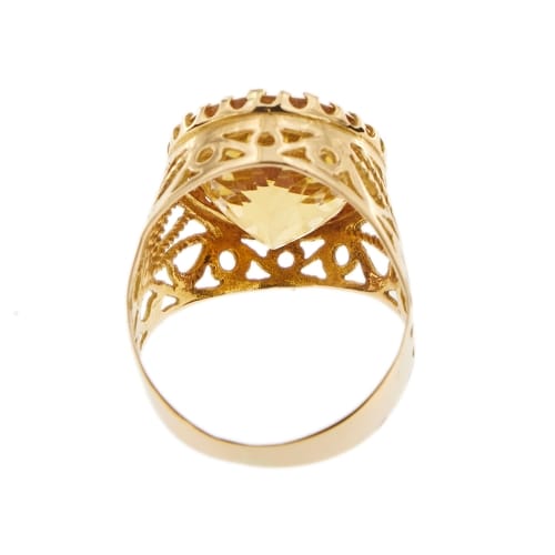Bague 54 Bague petit doigt - Citrine en or rose 18 ct 58 Facettes 32407
