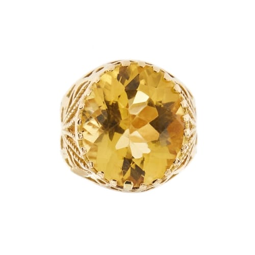 Bague 54 Bague petit doigt - Citrine en or rose 18 ct 58 Facettes 32407