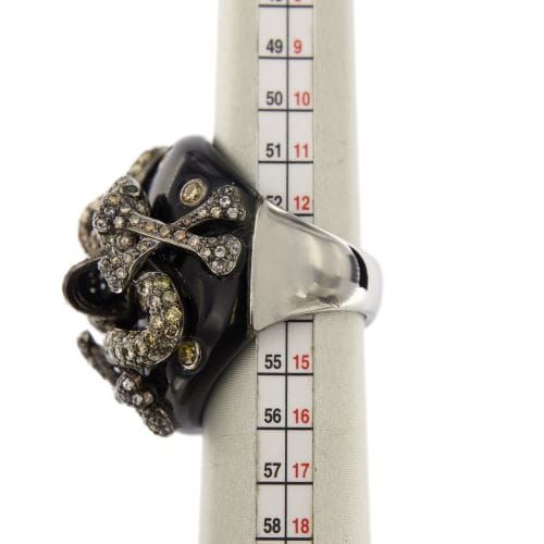 Bague Bague animalier - Diamants et émeraudes en or blanc 18 ct 58 Facettes 30443
