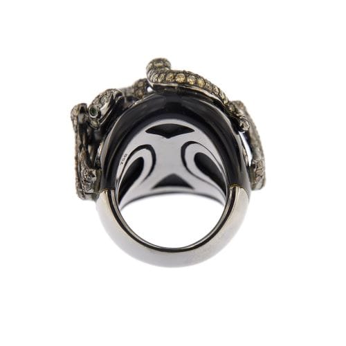 Bague Bague animalier - Diamants et émeraudes en or blanc 18 ct 58 Facettes 30443