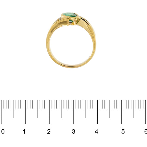 Bague Bague en or jaune 18 ct avec émeraude et diamants 58 Facettes 24033