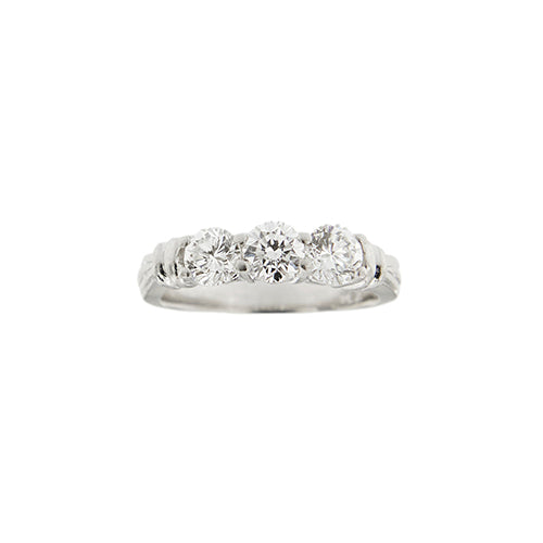 Bague 51 Bague trilogy - 3 diamants taille brillant en platine 950 58 Facettes 40622