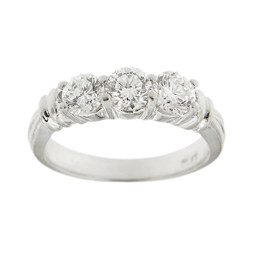 Bague 51 Bague trilogy - 3 diamants taille brillant en platine 950 58 Facettes 40622