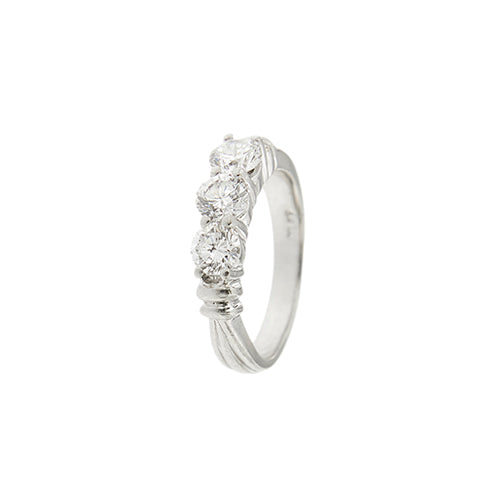 Bague 51 Bague trilogy - 3 diamants taille brillant en platine 950 58 Facettes 40622