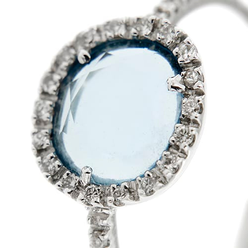 Bague 54 Bague en or blanc 18 ct avec topaze et diamants 58 Facettes 32814