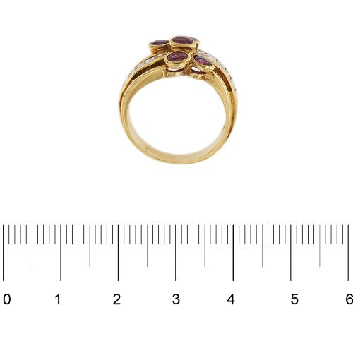 Bague 55 Bague fleur - Diamants et rubis en or jaune 18 ct 58 Facettes 28782