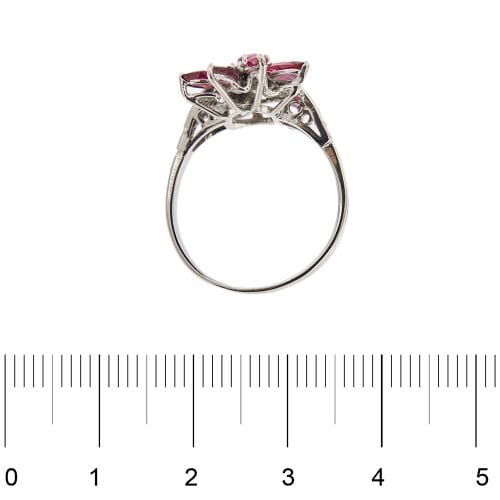 Bague Bague bouquet - Rubis et diamants en or blanc 18 ct 58 Facettes 35243