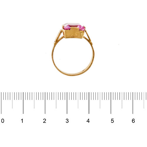 Bague Bague - Saphir rose synthétique rectangulaire 5,50 ct en or rose 18 ct 58 Facettes 36848