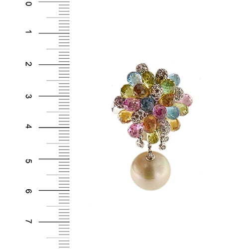 Bague 53 Bague bouquet - Bague en or blanc 18 ct avec perle et diamants 58 Facettes 30439