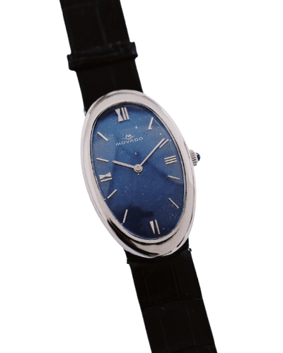 Montre Movado pour Bulgari Baignoire Allongée - Montre en or blanc 18K, cadran lapis-lazuli peint 58 Facettes Movado Bulgari lapis