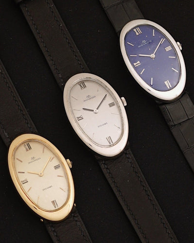 Montre Movado pour Bulgari Baignoire Allongée - Montre en or blanc 18K, cadran lapis-lazuli peint 58 Facettes Movado Bulgari lapis