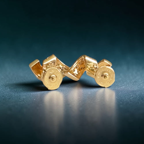 Boucles d'oreilles Boucles d’oreilles - Croix pavées de diamants en or jaune 18 carats 58 Facettes 384
