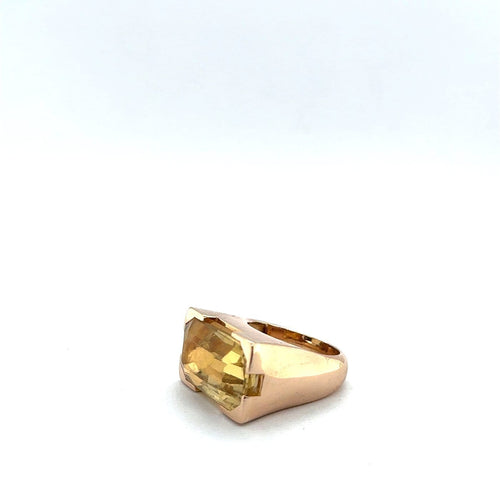 Bague 51.5 Bague Tank - Citrine en or 58 Facettes bague