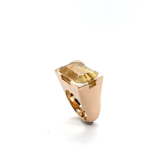 Bague 51.5 Bague Tank - Citrine en or 58 Facettes bague