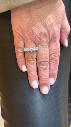 Bague 54 Demi-alliance américaine - Bague en or blanc 18 carats et diamants 58 Facettes 90868