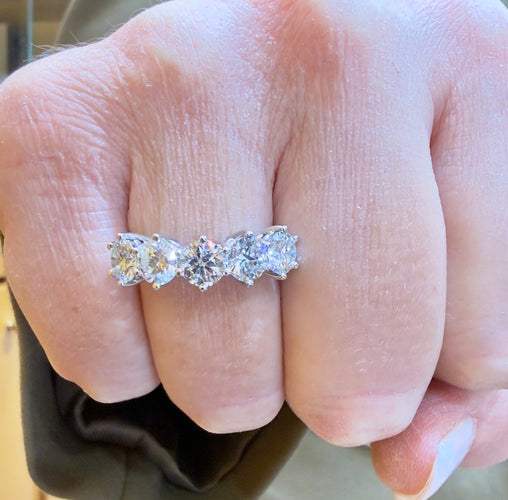 Bague 54 Demi-alliance américaine - Bague en or blanc 18 carats et diamants 58 Facettes 90868