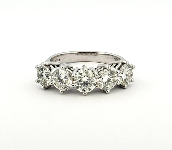 Bague 54 Demi-alliance américaine - Bague en or blanc 18 carats et diamants 58 Facettes 90868
