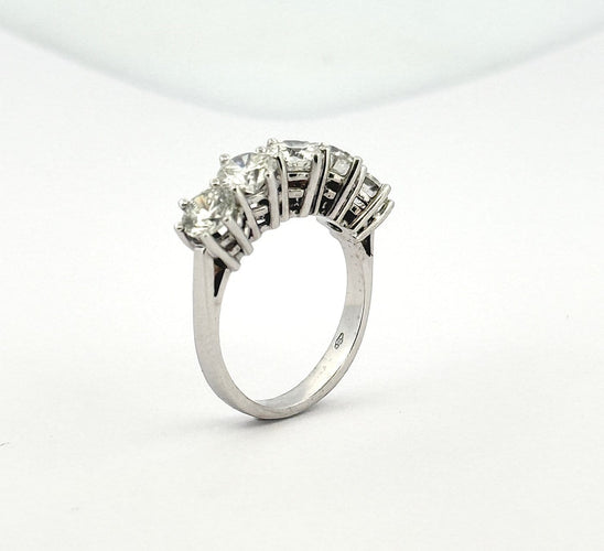 Bague 54 Demi-alliance américaine - Bague en or blanc 18 carats et diamants 58 Facettes 90868