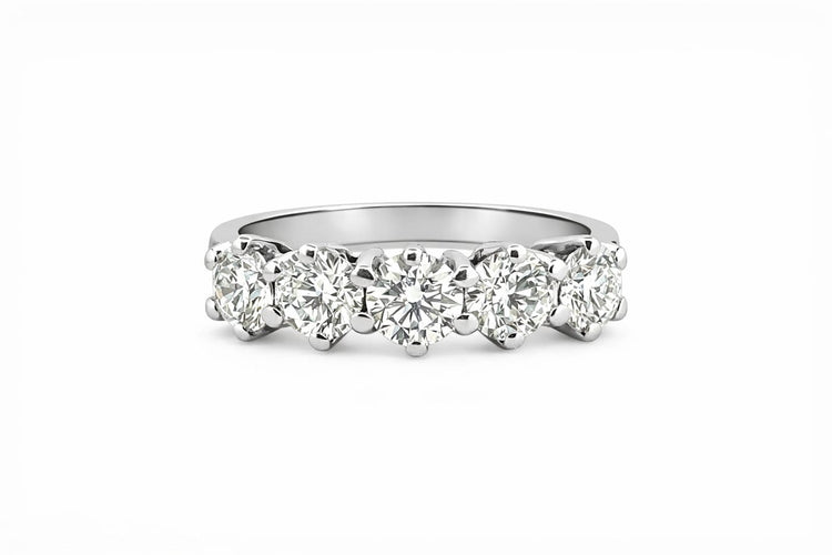 Bague 55 Demi-alliance - Bague en or blanc 18 carats et diamants 58 Facettes 90869