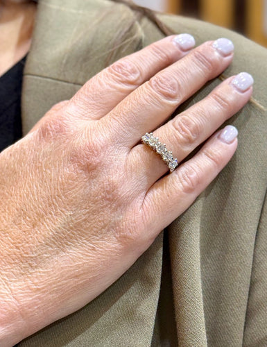 Bague 55 Demi-alliance - Bague en or blanc 18 carats et diamants 58 Facettes 90869
