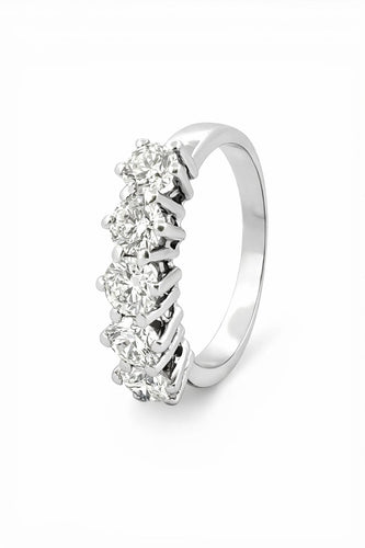 Bague 55 Demi-alliance - Bague en or blanc 18 carats et diamants 58 Facettes 90869