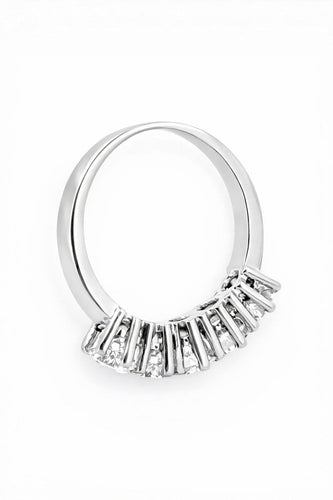Bague 55 Demi-alliance - Bague en or blanc 18 carats et diamants 58 Facettes 90869